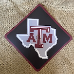 Graduation Cap Topper Custom Design Decorated Texas A&M - Printed Finish - Aggies