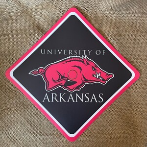 Graduation Cap Topper Custom Design Decorated  University of Arkansas - Printed Finish - Razorbacks