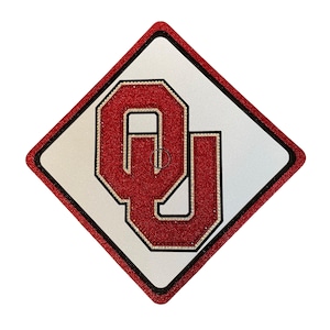 Bold Boards Custom Graduation Cap Topper: Oklahoma University - Sooners - Glitter - Bling