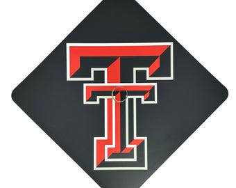 Graduation Cap Topper Custom Design Decorated  Texas Tech - Printed Finish - Red Raiders
