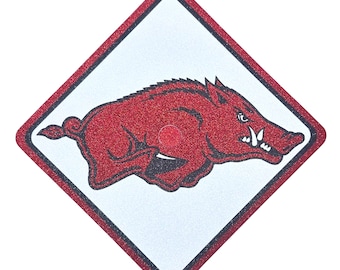 Bold Boards Custom Graduation Cap Topper: University of Arkansas - Razorbacks - Glitter - Bling