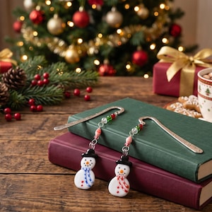 Christmas Bookmark Gift Reader Stocking Stuffer Book Club Present Teacher Appreciation Snowman Charm Metal Page Marker Winter Reading