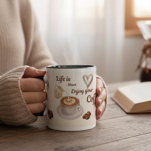 Tazza da caffè in ceramica con citazione motivazionale, regalo per appassionati, compleanno, fan, essenziale in cucina, porta bevande mattutine, lavabile in lavastoviglie, ceramica, latte
