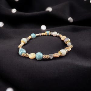 Handmade Vintage Style Beads with Flat Mother of Pearl Bracelet