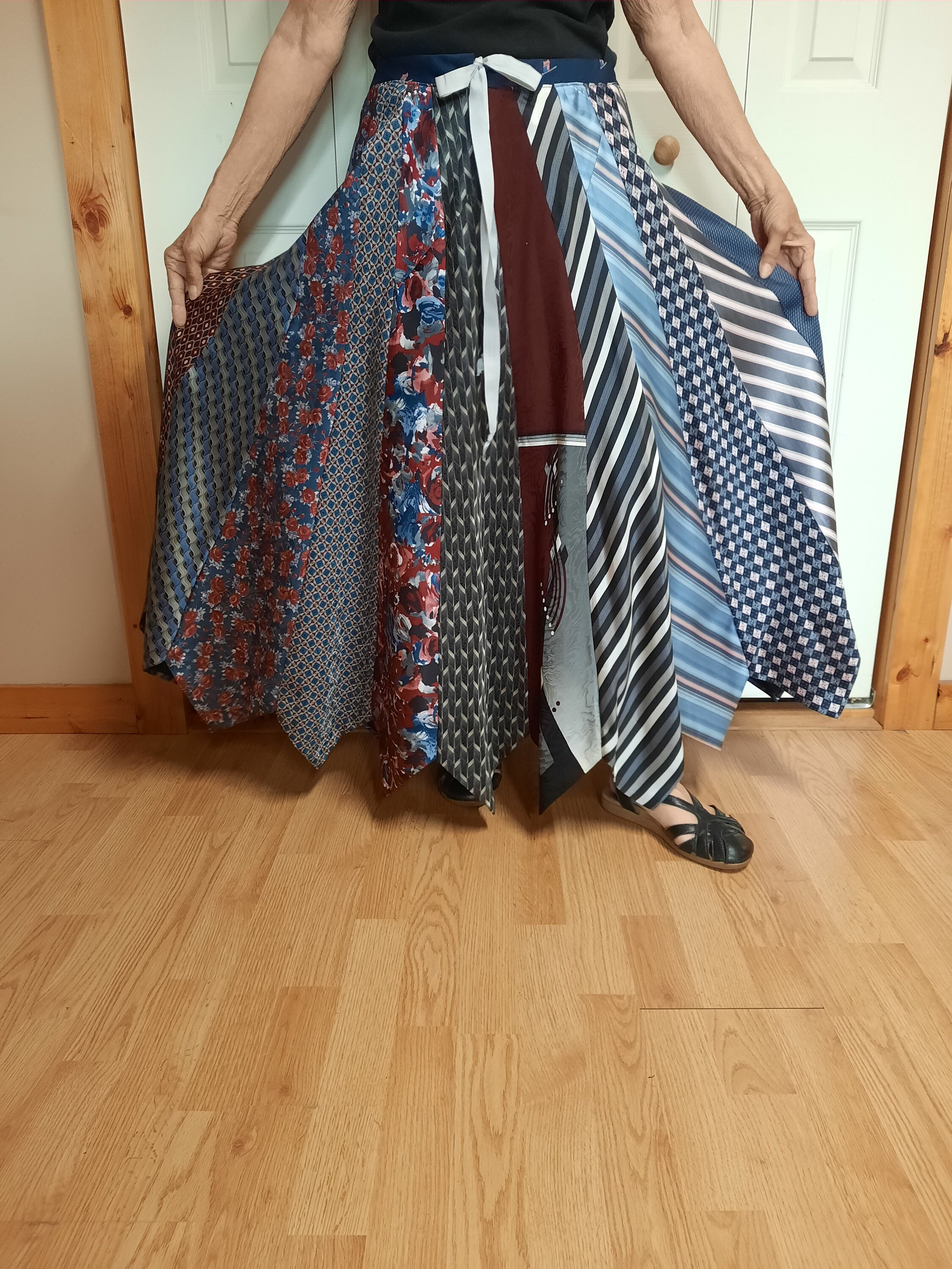 Long Necktie Skirt, Blue, Red, Adjustable Waist Fits up to