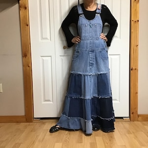 denim jumper dress plus size Overall Copper Union Apparel front pockets Agnes Orinda Women's Plus Size