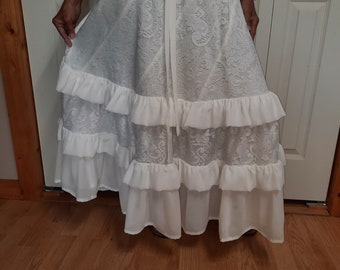 White Lace with Ruffles Skirt Fits up to 2XL