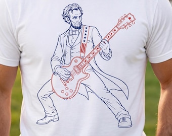 Comfort Colors® Abraham Lincoln Guitar Shirt,Funny President T-Shirt,Patriotic Meme Tee,History Humor,Presidents Day Gift,Unisex Vintage Top