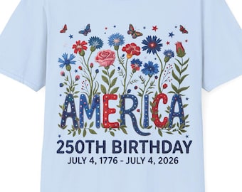 Floral 250 Years America Shirt, 1776 2026 Floral Tee, America 250 Floral Shirt, Floral USA Tee
