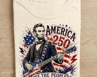 Abraham Lincoln Guitar Tee, History Fan President Gift, Grunge Edgy Patriotic Music Shirt, 4th of July Rock Tee