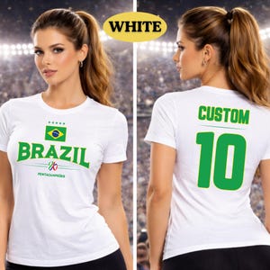 Brazil Soccer Jersey and Football Fan Apparel for Supporters - Personalized Brazil Gift Shirt with Name and Number Custom Unisex image 3