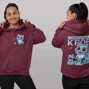 Kpop Demon Hunters Cat Hoodie, Cute Anime Animal Hoodie, Demon Hunters Graphic Sweatshirt, Unisex Kpop Apparel for Fantasy Fans
