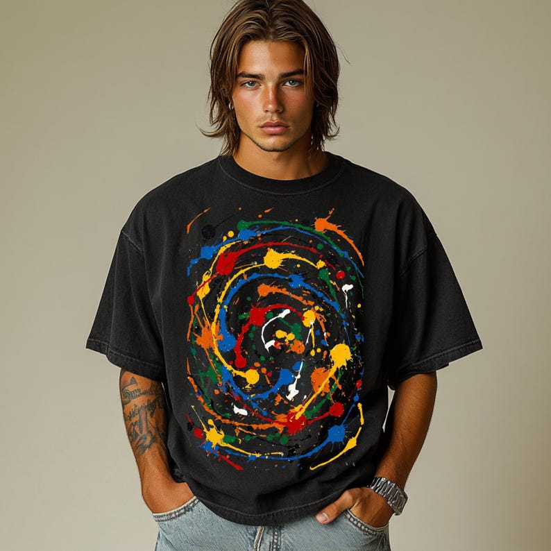 Abstract Art Sweatshirt Shirt Colorful Paint Splatter Pullover Unisex ...