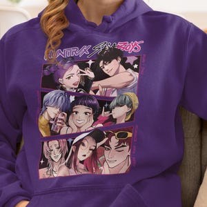 Huntrix Hoodie Kpop Demon Hunters Merch, Anime Girl Graphic Hoodie with Zoey Mira Rum, Unisex Kpop Korean Fantasy Gift Apparel