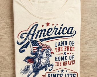 Comfort Colors Patriotic Cowboy Shirt, 4th of July T-Shirt, America 250th Anniversary Tee, Land of the Free,USA 1776 to 2026 Apparel