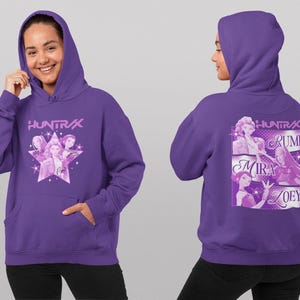 Huntrix Hoodie Kpop Demon Hunters Sweatshirt, Anime Girl Graphic Hoodie with Rumi Mira Zoey, Unisex Kpop Demon Hunters Merch