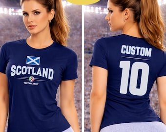 Scotland Soccer Shirt for Scottish Football Fans and Heritage Tee - Nationals Flag T-Shirt with Name and Number Custom Unisex