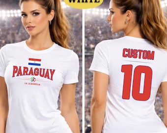 Camiseta de fútbol con la bandera de Paraguay para aficionados y para el estadio - Camiseta unisex personalizada para el día del partido en Sudamérica con nombre.