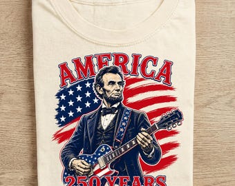 Abraham Lincoln Tee, Retro Rocker Graphic Shirt, Funny President Guitar Tee, History Teacher Gift, July Fourth Shirt