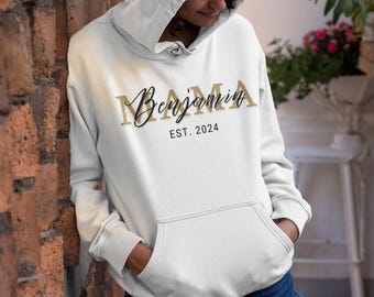 Personalized Mama Hoodie Custom Name Sweatshirt, Best Mom Gift,Muttertag Geschenk,Mama Pullover mit Name, Mom Life Hoody, Weihnachtsgeschenk