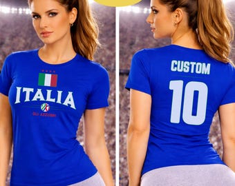 Italy Soccer Tee for Gli Azzurri Fans and Italian Pride - Game Day 2026 Nationals Shirt with Name and Number Custom Unisex