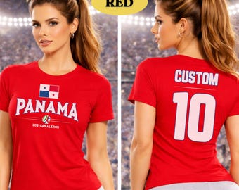 Panama Pride National Flag Tee for Sports Fans and Soccer Gift - Central America Country Travel T Shirt with Name and Number Custom Unisex