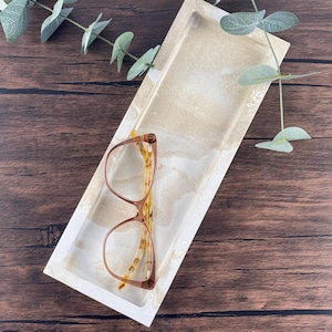 Marbled cement decorative rectangle tray valet organizing storage centerpiece home decor marble pattern white gold/copper