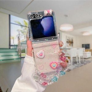 Custodia 3D con fiocco a cuore per Galaxy Z Flip6/5/4/3 – Custodia pieghevole carina per telefono Samsung, custodia protettiva femminile