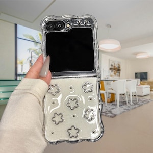 Étui en résine avec perles étoilées pour Galaxy Z Flip 6/5/4/3 – Jolie coque de téléphone pliable à paillettes pour Samsung