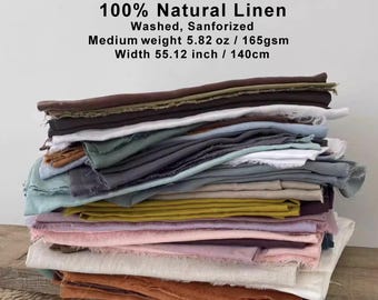Tela de lino natural cortada a medida, peso medio, costura y tapicería. Peso medio: 165 g/m² (5,82 oz). Ancho: 140 cm (55,12 pulgadas).