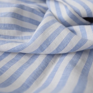 Natural eco linen fabric striped material