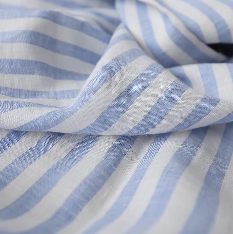 Natural eco linen fabric striped material