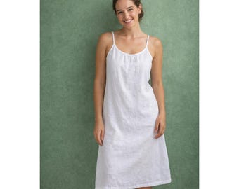 White Linen Slip Dress, Minimalist Summer Linen Dress, Backless Linen Sundress, Natural Linen Clothing Women, Adjustable Straps
