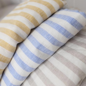 Soft linen textile striped sewing material
