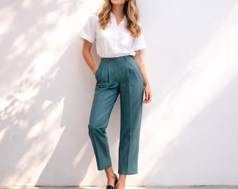 Pantalones cortos de lino con cintura elástica: ropa de verano de corte relajado para mujer. Talla personalizada disponible.