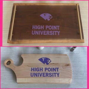 HPU Game Day cutting and charcuterie boards.  Present for Graduate/Alumni tray gift.  High Point University Graduation or new student gift.