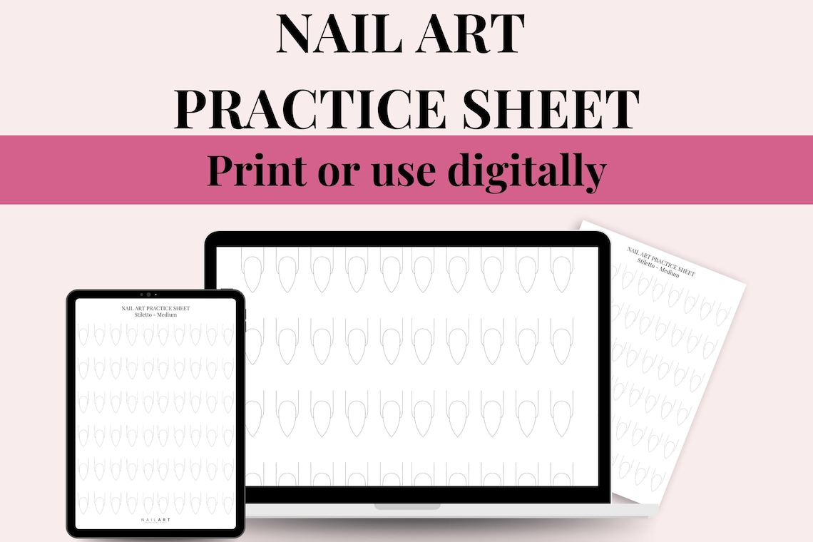 Stiletto Nail Art Practice Sheets Nail Art Template Printable Nail