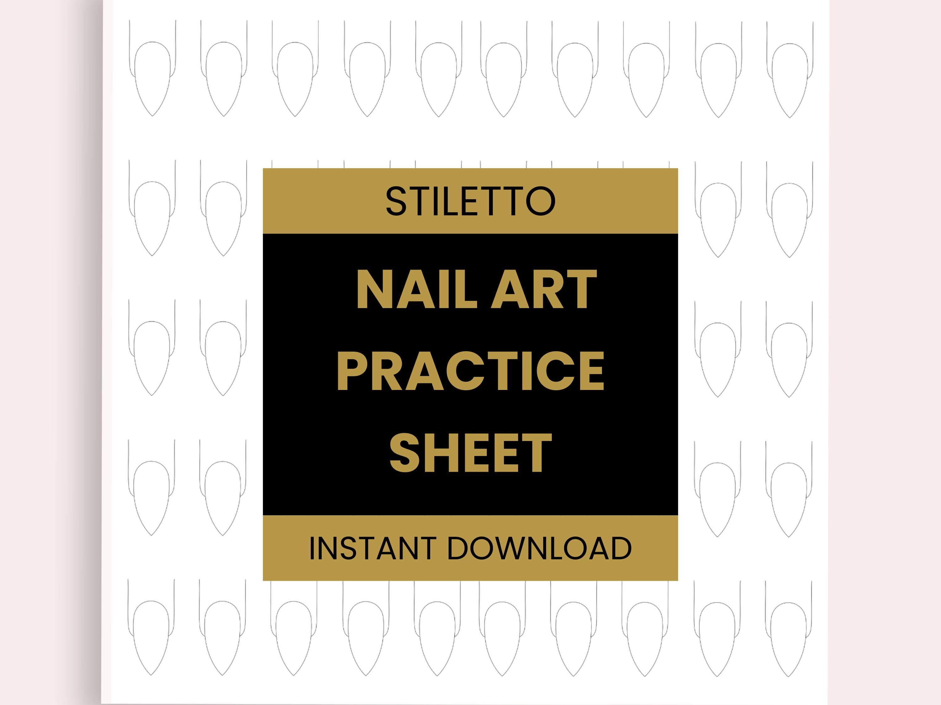 Stiletto Nail Art Practice Sheets Nail Art Template Printable Nail