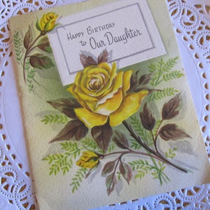 verkoop! Was 6.95 Beautiful Yellow Rose Vintage Embossed Verjaardagskaart voor onze dochter door Gibson