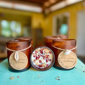 Hand-poured Coconut & Soy Wax Candles w Essential Oils- 12oz