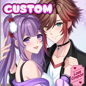 カスタムアニメポートレート、カップルアニメポートレート、ギフト用アニメ、アニメキャラクター、バレンタインギフト、誕生日ギフト、パーソナライズ、アニメカップル