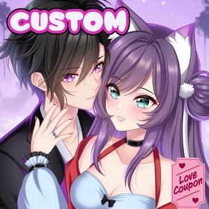 カスタムアニメポートレート、カップルアニメポートレート、ギフト用アニメ、アニメキャラクター、バレンタインギフト、誕生日ギフト、パーソナライズ、アニメカップル
