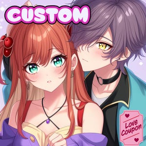 カスタムアニメポートレート、カップルアニメポートレート、ギフト用アニメ、アニメキャラクター、アニメカップル、バレンタインギフト、誕生日ギフト、パーソナライズ
