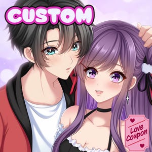 カスタムアニメポートレート、カップルアニメポートレート、ギフト用アニメ、アニメキャラクター、アニメカップル、バレンタインギフト、誕生日ギフト、パーソナライズ