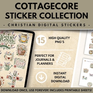 Christelijke bloemenstickers, Cottagecore Faith-ontwerpen, rustieke stijl, aardse bijbeljournaling, schriftstickers, op de natuur geïnspireerd, rustgevend