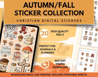 Christian Stickers, Autumn-Themed Faith Designs, Bible Journaling, Jesus Journaling, Fall Flowers Goodnotes Stickers, Printable Stickers
