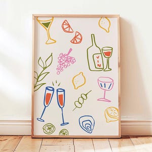Bon Appetit Kitchen Print: Retro Food & Drinks Art (Digital Download)