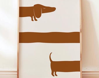 Dachshund Print: Funny Sausage Dog Hand-Drawn Wall Art (Digital Download)