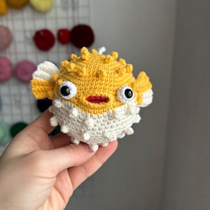 PufferFish Plush Toy. Stuffed Ocean Animals. Sea Lover Gift Idea. Rear view Mirror Decoration. Anti-Stress Figure. Cute Handmade Gift.
