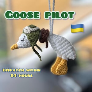 Handmade Crochet Goose Duck Car Charm | Cute Amigurumi Bird Keychain | Rearview Mirror Accessory | Gift for Bird Lovers | Small Tiny Goose